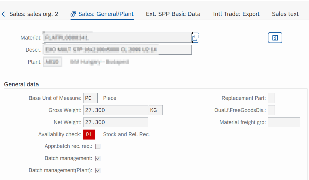 Availability check in Material Master