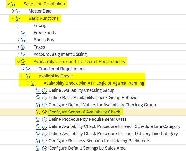 SAP Path for Scope of check